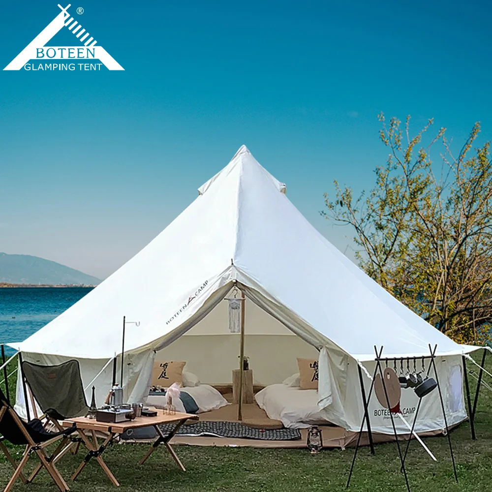 High-End 5m Bell Tent Aluminum Poles Canvas PVC Oxford for Outdoor Camping Hotel Tourist Attractions Accommodates 2 Persons - Image 3