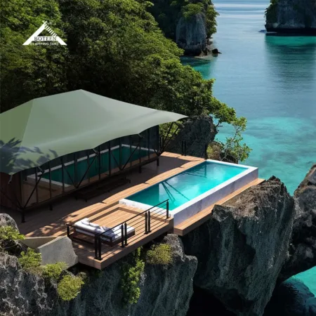 Custom Outdoor Glamping Tent Luxury Large Hotel Tented House Resort Safari Tent Prefabricated House Steel Pipe Last Over 10 Year