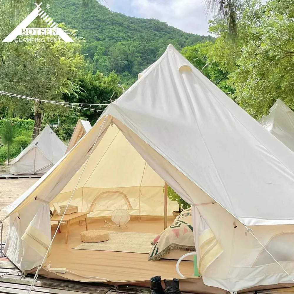 3-7m Oxford Cotton Bell Tent Outdoor Waterproof Breathable Camping Yurt Family Canvas Tent for Camping Travel Party Hiking - Image 3