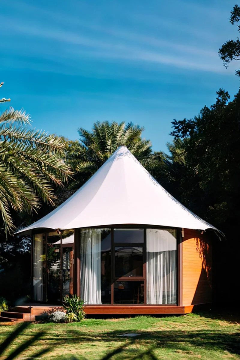 Outdoor Glass Door and Wall Light House Tent Luxury Large Hotel Glamping Tent with Bathroom Family Camping Travel Trip Tent - Image 3