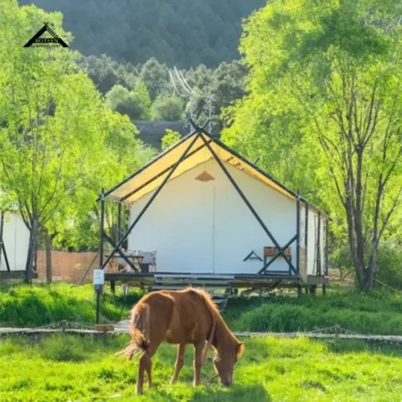 Luxury Camping Involves Tents, Waterproof Resorts, Oxford Cloth, Galvanized Steel Pipes, and Customizable Tents of 35 square