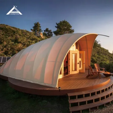 Shell Shaped Luxury Tent Hotel Resort Steel Pipe Structure PVDF Stable Tent