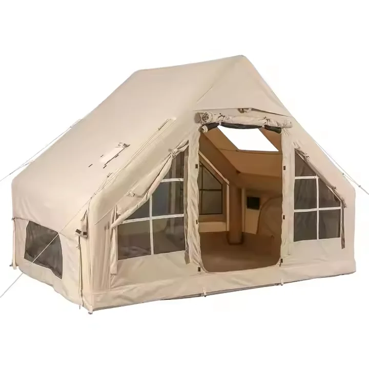 BOTEEN House Shape Outdoor Camping Air Tent Inflatable Glamping Tent with Pump Travel Hiking Ridding Tent