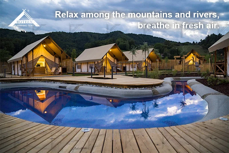 China Duplex Wooden House Outdoor Waterproof Large Wood Luxury Double Floor Hotel Tent with Loft for Family Travel Resort - Image 5