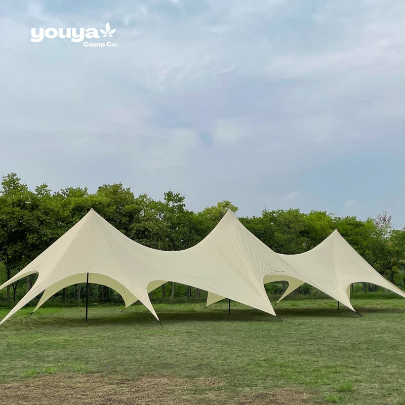 Premium Outdoor Tent 40-80 People Three Peaked Large Luxury Waterproof Outdoor Camping Party Wedding Stretch Tent for Event