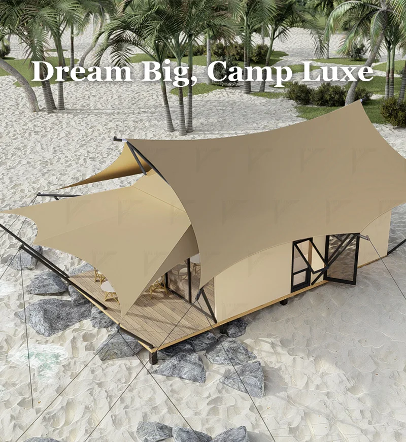 Custom Resort Glamping Tent with Glass Door Waterproof Windproof Luxury Safari Tent Outdoor Hotel Tent for Travel Accommodation - Image 4