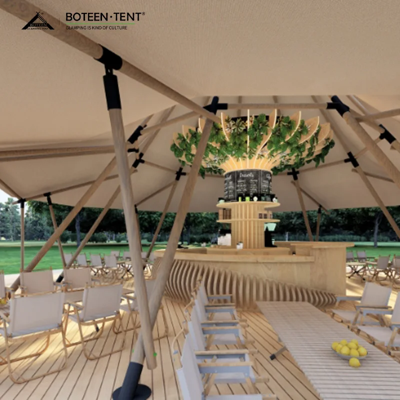 Factory Cheap Big Indian Canopy Tent Canvas Waterproof Wind-Resistant Quick Opening Camping Restaurant Bar Wedding Party Tent - Image 3