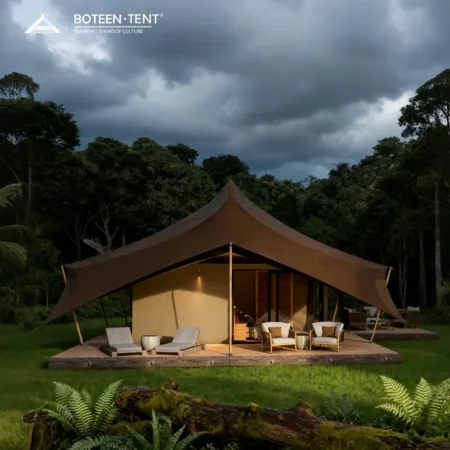 Large Size Luxury Glass Wall Safari Hotel Tent Custom Glamping Camping Tent with Bathroom and Bedroom