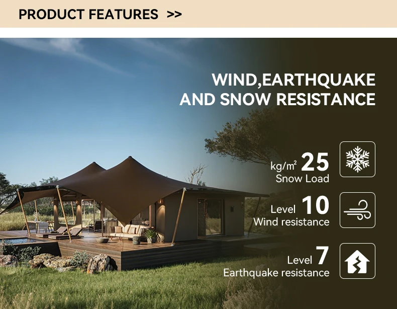 Luxury Safari Glamping Tent 126㎡ Waterproof PVDF Membrane Resort Tent for Outdoor Hotel & Camp Site - Image 6