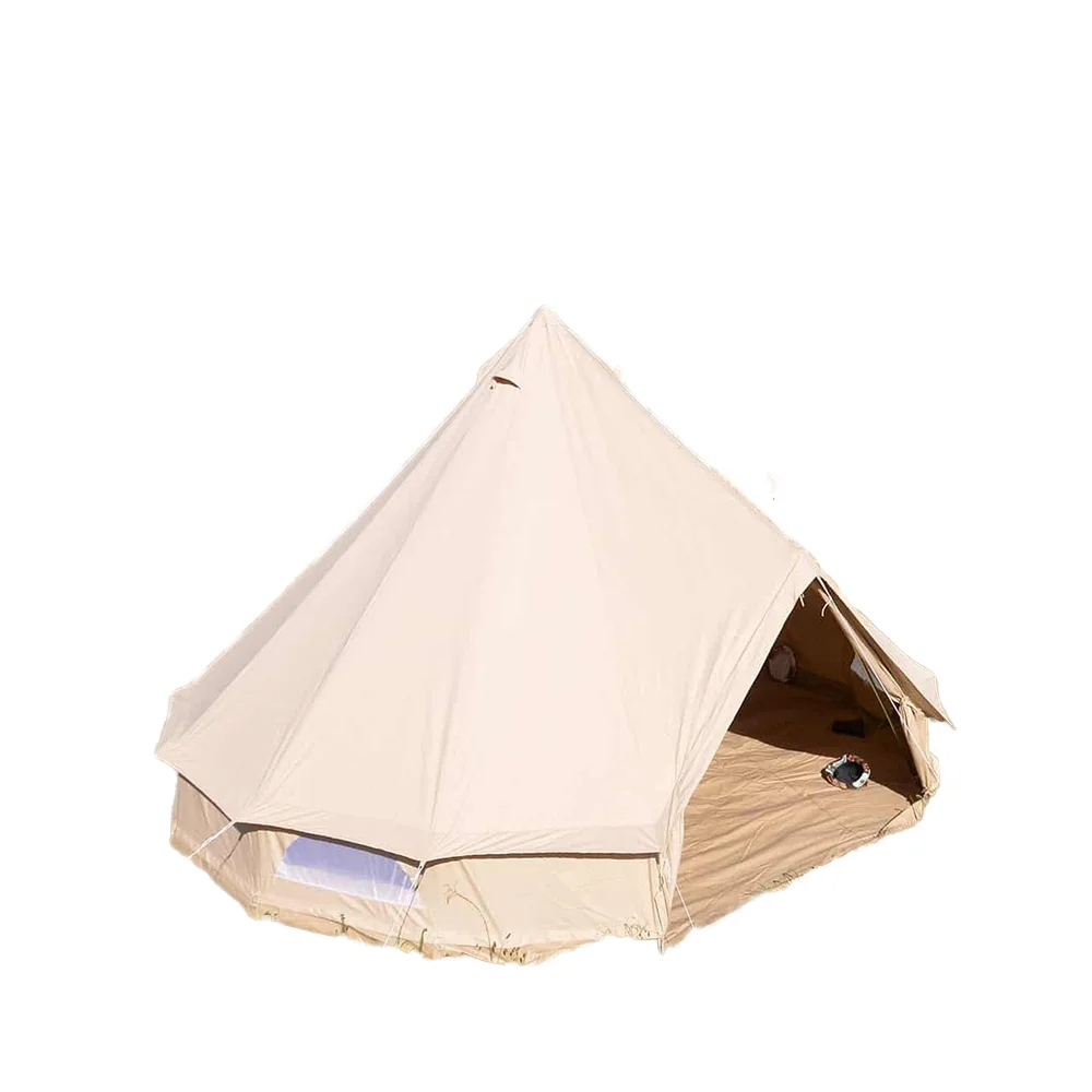High Quality Waterproof Fire Retardant Bell Tent 3M/4M/5M/6M One Bedroom Structure Made in Cotton Canvas for Camping