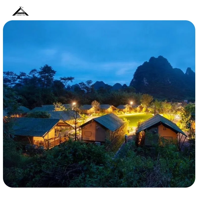 Luxury Summer Camping Tent with Three Bedrooms & Living Room High-Strength Waterproof Canvas Wind Resistance up to 10 - Image 3