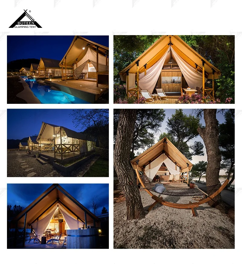 China Duplex Wooden House Outdoor Waterproof Large Wood Luxury Double Floor Hotel Tent with Loft for Family Travel Resort - Image 3