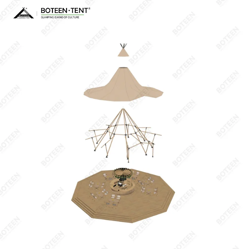 Factory Cheap Big Indian Canopy Tent Canvas Waterproof Wind-Resistant Quick Opening Camping Restaurant Bar Wedding Party Tent - Image 6