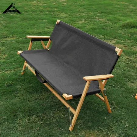 High Quality Outdoor Camping Chair Double Portable Lightweight Solid Wood Chair Seat 2 People for Picnic Camping