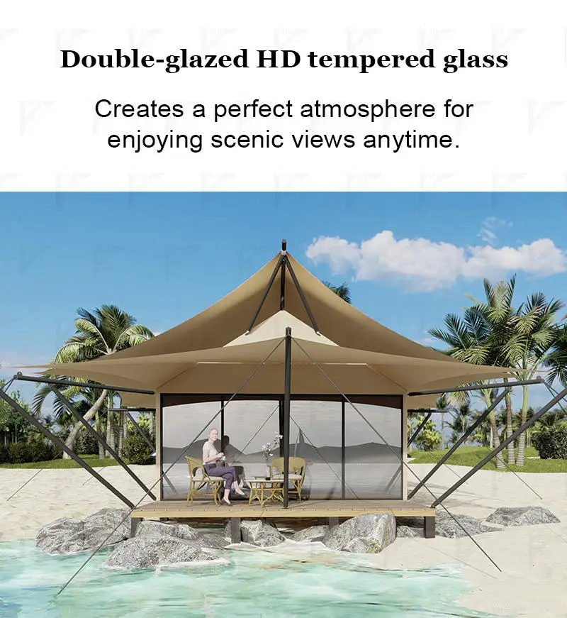 Custom Resort Glamping Tent with Glass Door Waterproof Windproof Luxury Safari Tent Outdoor Hotel Tent for Travel Accommodation - Image 3