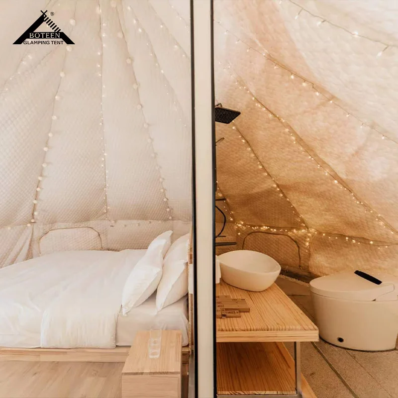 Wholesale Outdoor Camping Bell Tent Waterproof Large Luxury Party Family Glamping Canvas Yurt Emperor's Tent for Resort Picnic - Image 6