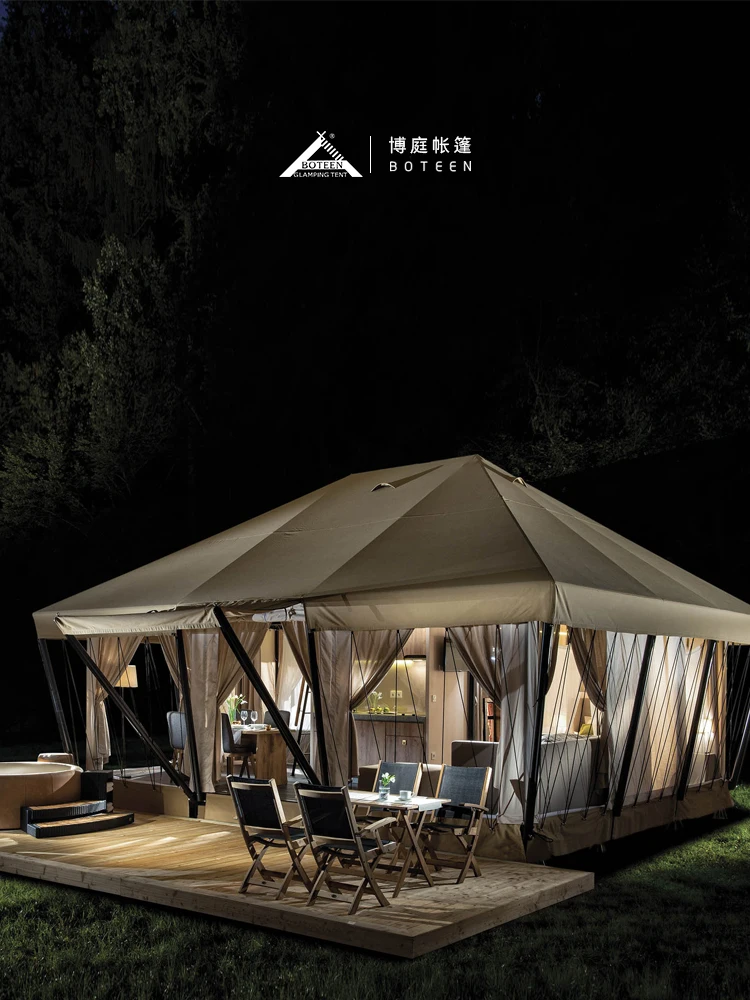 Large High Quality Dome Summer Glamping Tent Waterproof Canvas Wind Resistance 10 One Bedroom Living Room for Camping Tourist - Image 4
