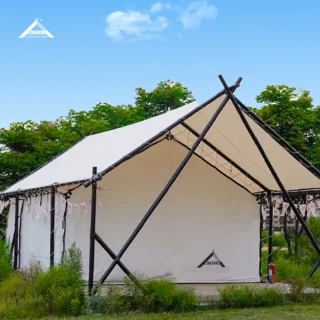 Camping Adventure Luxury Tent Waterproof Tent Resort Hotel Tent Family Camping with Bathroom Oxford Cloth Galvanized Steel Pipe