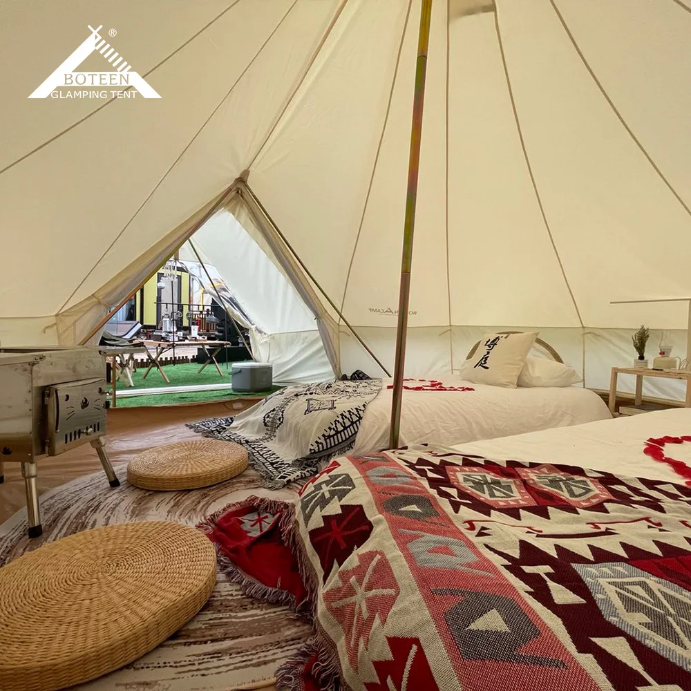 3-7m Oxford Cotton Bell Tent Outdoor Waterproof Breathable Camping Yurt Family Canvas Tent for Camping Travel Party Hiking - Image 4