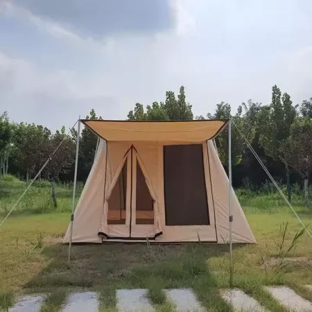 Heavy Duty Outdoor Spring Retro Tent Waterproof Single Layer Spring Camping Tent Oxford Fabric Cotton Canvas Tents