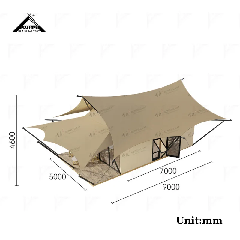Luxurious Modern Glamping Tents for Hotels Resorts Customized Windproof Design 100% Cotton Canvas Cover Optional Outdoor - Image 4