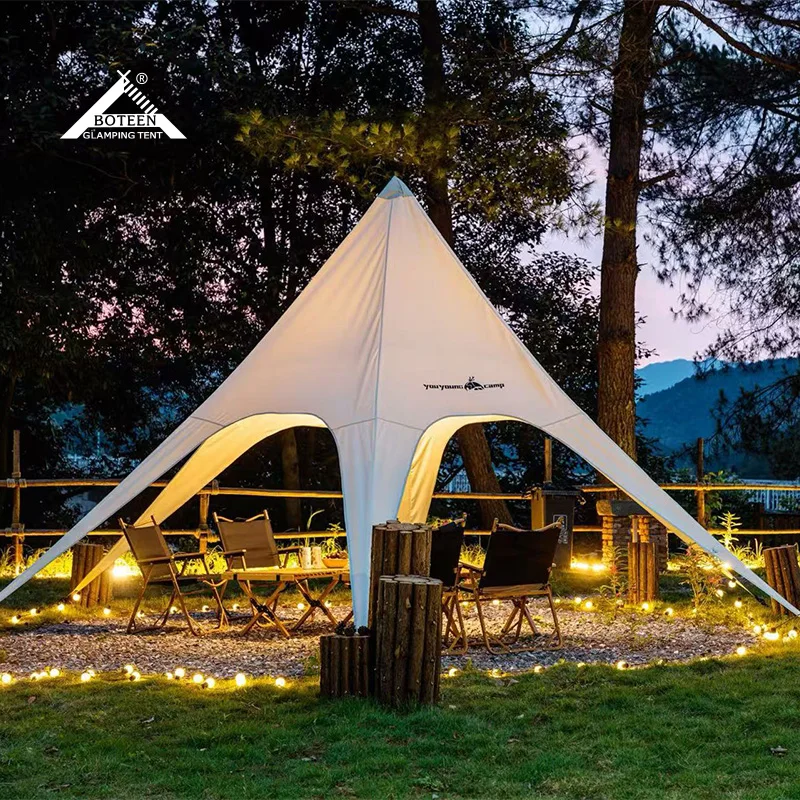 Custom Large 10*10 Star Glamping Tent Beach Canopy Poles Camping Rain Sun Shelter Multi-Use for Parties Fly Sheet Spider Canopy