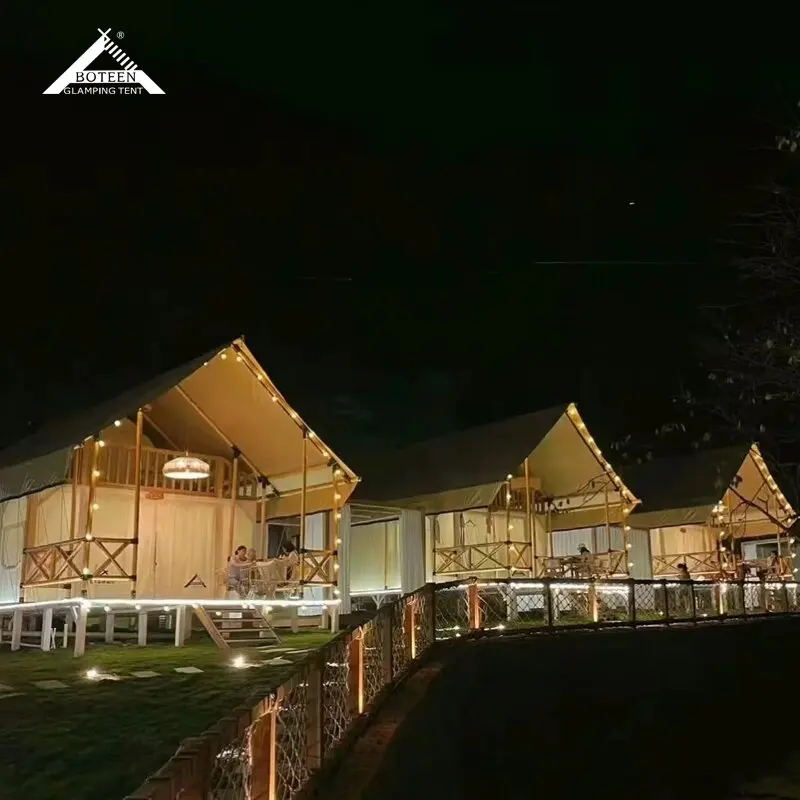 Outdoor Large Oxford Canvas Luxury Hunting Tent Summer Farmhouse Camping Accommodation Vacation Tent - Image 3