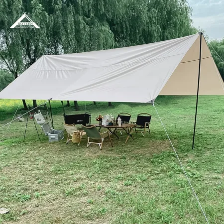 Outdoor Camping Tarp with Pole Portable Waterproof Tarp Shelter Canopy Tent Naturhike Tent Rain Fly for Party Picnic Backpacking