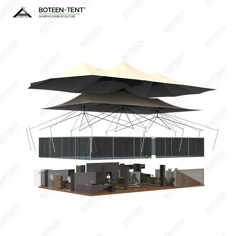 Glamping Safari Cot Tent Prefab Steel Houses with PVC Bathroom for Family Hotel Lodge Stay in Nature - Image 5