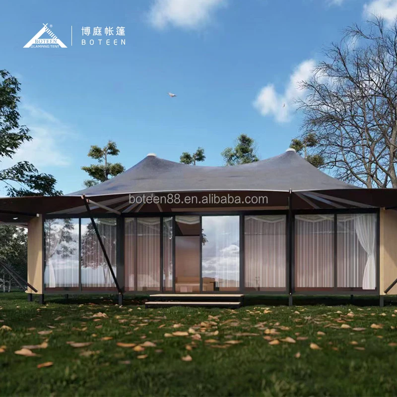 Luxury Modern 13.5m Diameter Glass Wall Outdoor House Tent Single All Seasons Wedding Parties High Fire Canvas Aluminum Wooden - Image 3