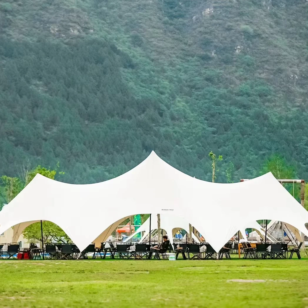 High-end Custom Printed Four-season Outdoor Canopy Tent One Peaked 210d Oxford Fabric Powder Coated Spider 20*8.6*5m for