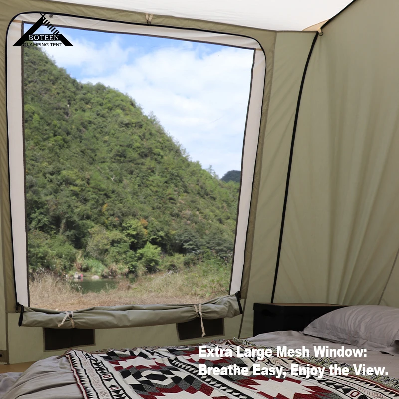 New Outdoor Camping Tent with Rain Fly Tarp Easy to Set up Portable Family Canvas Tent for Travel Hiking Picnic Backpacking - Image 5