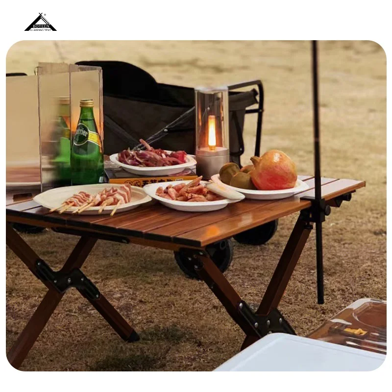 BOTEEN Portable Desk Collapsible Wilderness Camping Table Wood Aluminum French Solid Outdoor Furniture Gym Exterior - Image 4