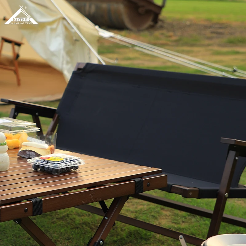 High Quality Outdoor Camping Chair Double Portable Lightweight Solid Wood Chair Seat 2 People for Picnic Camping - Image 4