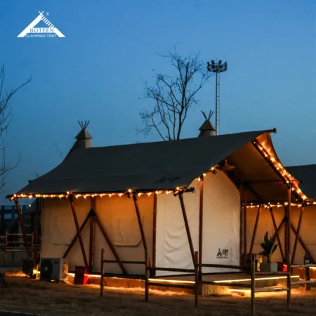 Luxury Glamping Safari Hotel Tent New Style Straight Bracing Type Oxford Fabric for Summer Camping