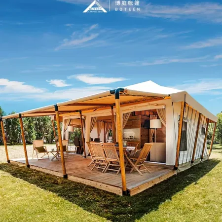 Large High Quality Dome Summer Glamping Tent Waterproof Canvas Wind Resistance 10 One Bedroom Living Room for Camping Tourist