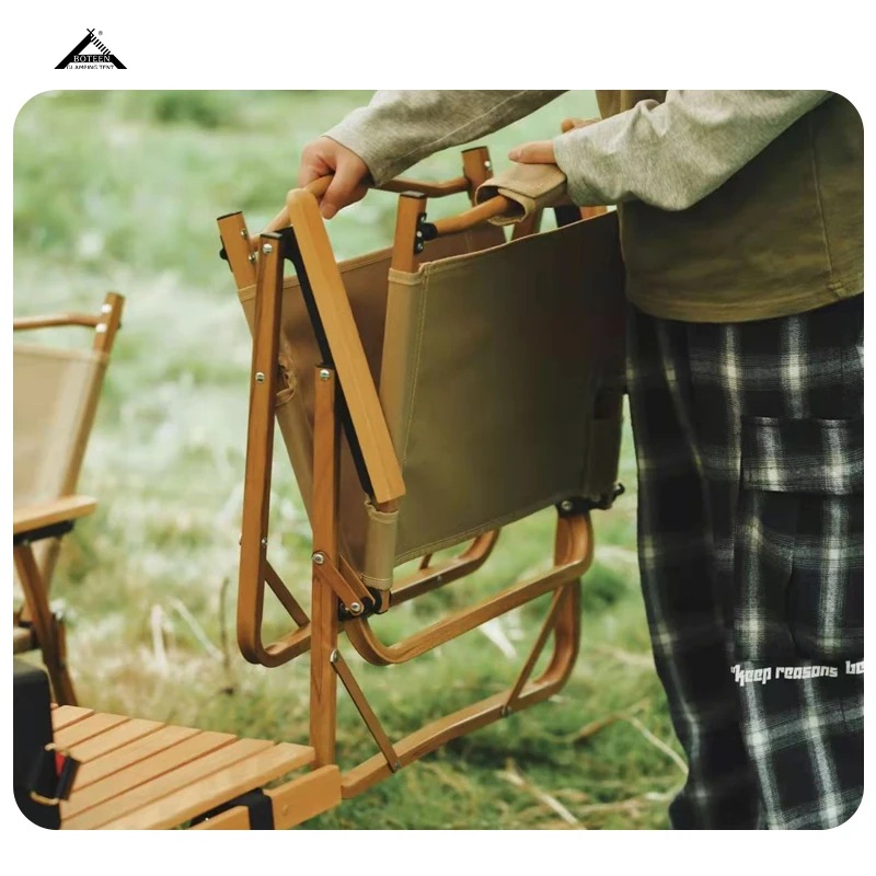 BOTEEN Portable Folding Camping Chair-Outdoor Kitchen & Dining Use French Design Aluminum Wood Construction - Image 5