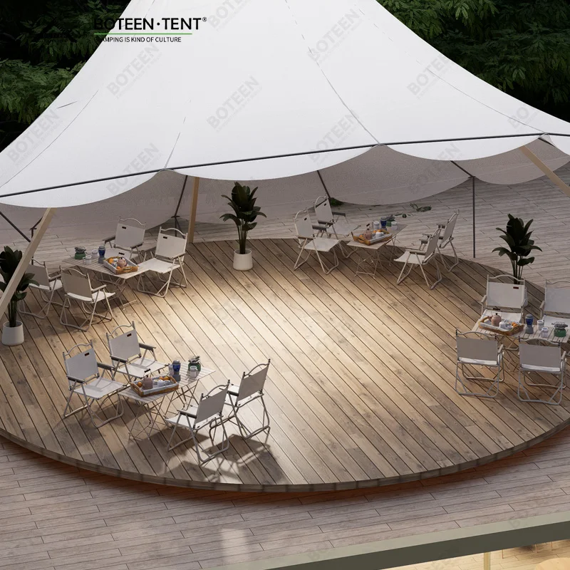 Breeze Shape Four-season Straight Bracing Type One Bedroom 5-6 Person Oxford Fabric >3000mm Waterproof Outdoor Camping Tent - Image 4